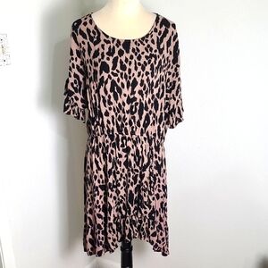 Gigio Plus Animal Print Faux Wrap Dress with Ruffles, Size 1X